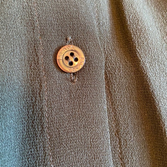 Escada 💯 Silk Dark Olive Beautiful Blouse - Picture 8 of 11